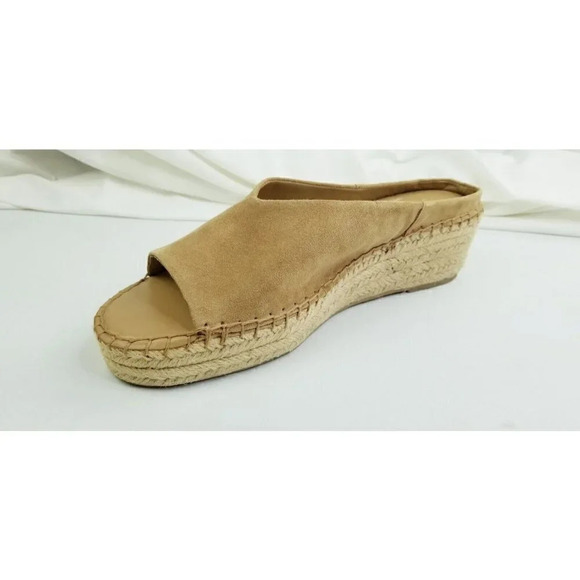Franco Sarto Size 11M Women's Camel Color Suede Slip On Wedge Heel Pine Slide - Picture 2 of 13